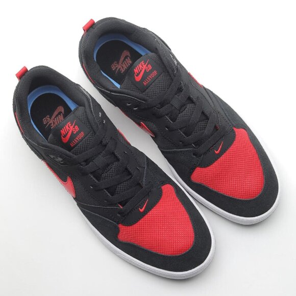 Nike SB Alleyoop Bred Suede Low Top Mens Skate Shoes Black Red 11 - Picture 3 of 12